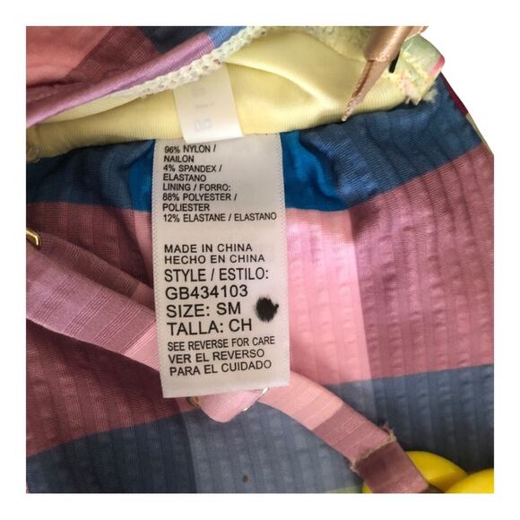 Gianni Bini x Jess Southern Garden Plaid Twist Bandeau Bikini Top Multicolor SM - Picture 13 of 16